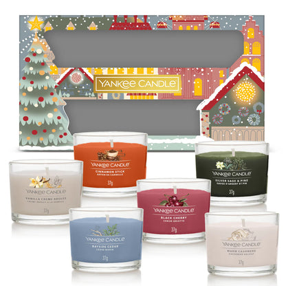 Passport to Holidays Festive Gift Set - 6 Signature Filled Glass Votives - Black November